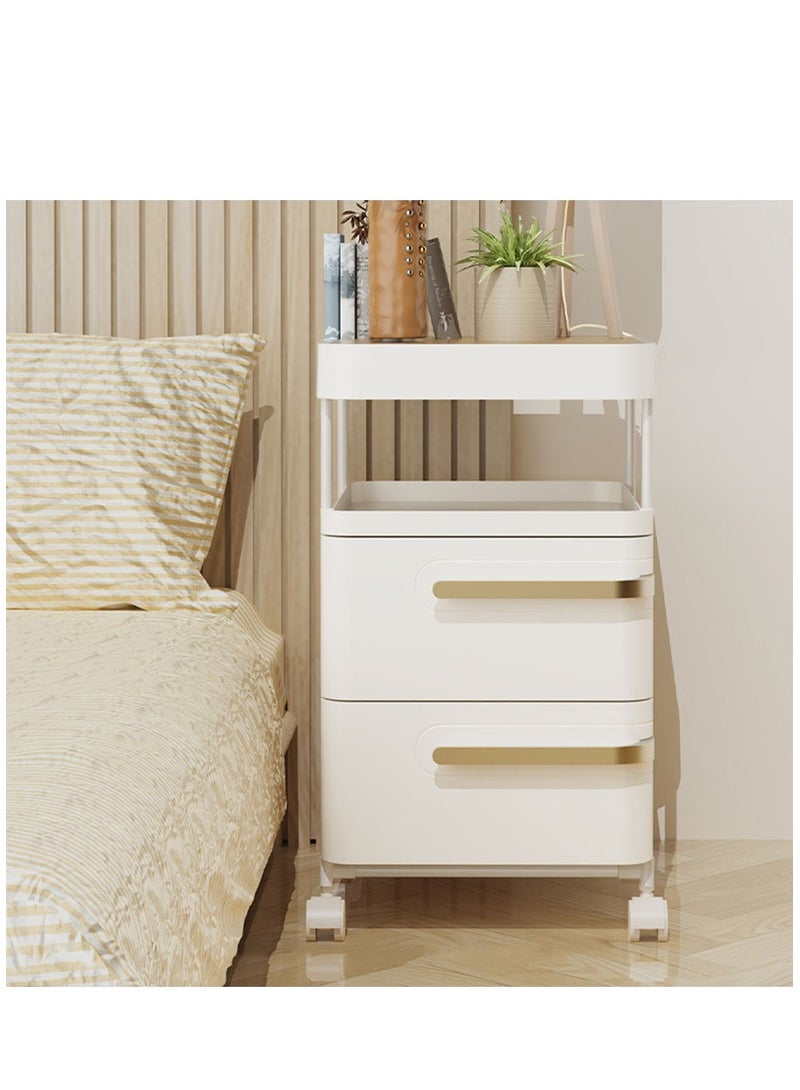 عربست خزائن تخزين منضدة جانبية مزودة بدرجين، طاولة جانبية عصرية في منتصف القرن الماضي لغرفة نوم صغيرة، مهجع - Image 1