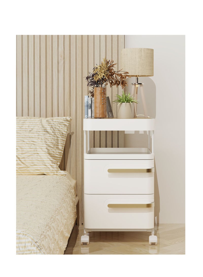 عربست خزائن تخزين منضدة جانبية مزودة بدرجين، طاولة جانبية عصرية في منتصف القرن الماضي لغرفة نوم صغيرة، مهجع - Image 2