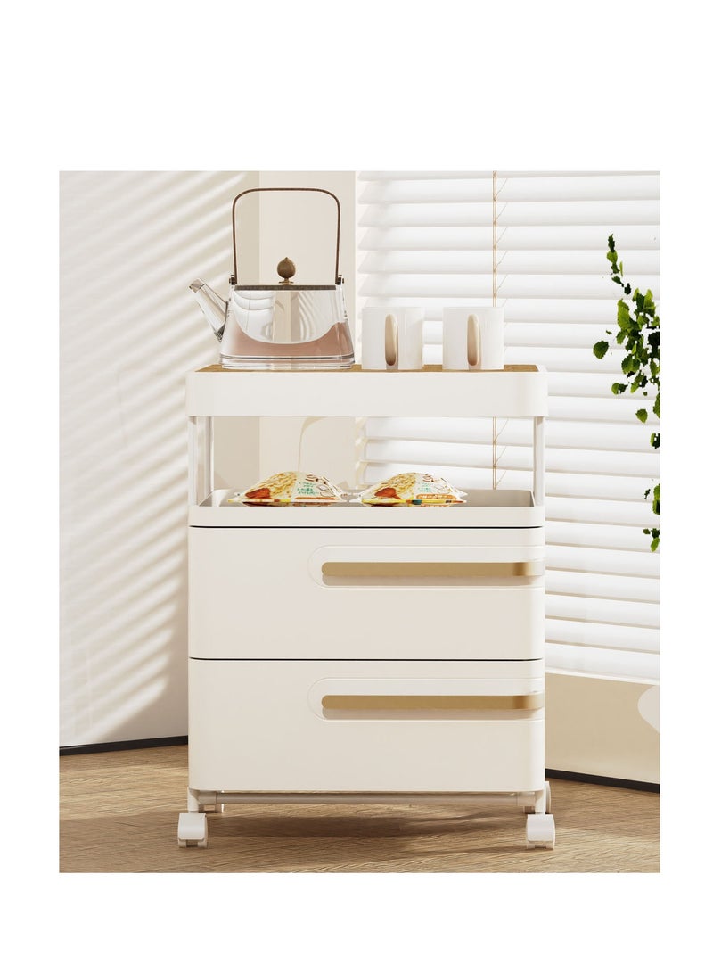 عربست خزائن تخزين منضدة جانبية مزودة بدرجين، طاولة جانبية عصرية في منتصف القرن الماضي لغرفة نوم صغيرة، مهجع - Image 4