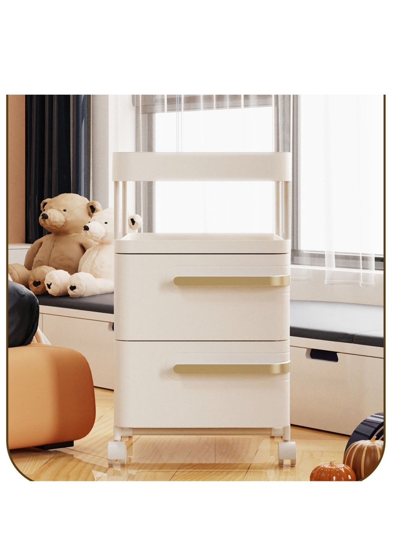 عربست خزائن تخزين منضدة جانبية مزودة بدرجين، طاولة جانبية عصرية في منتصف القرن الماضي لغرفة نوم صغيرة، مهجع - Image 5