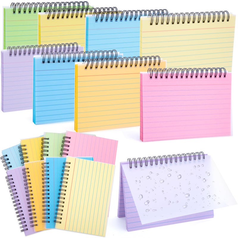 Koogel 400 Count Spiral Index Cards 4x6, 8 Pack of 8 Colors Ruled Flash Cards with Waterproof Cover for Studying, Note Taking Office Organization, College & School Supplies, (50 Sheets Each) - Image 1