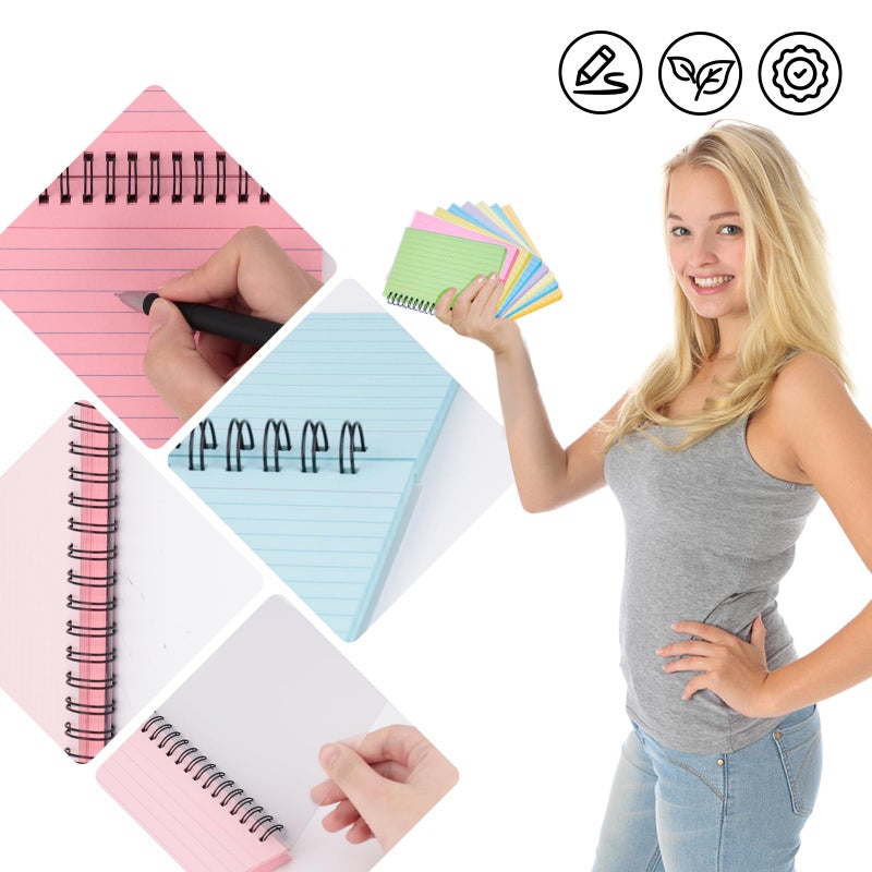 Koogel 400 Count Spiral Index Cards 4x6, 8 Pack of 8 Colors Ruled Flash Cards with Waterproof Cover for Studying, Note Taking Office Organization, College & School Supplies, (50 Sheets Each) - Image 2