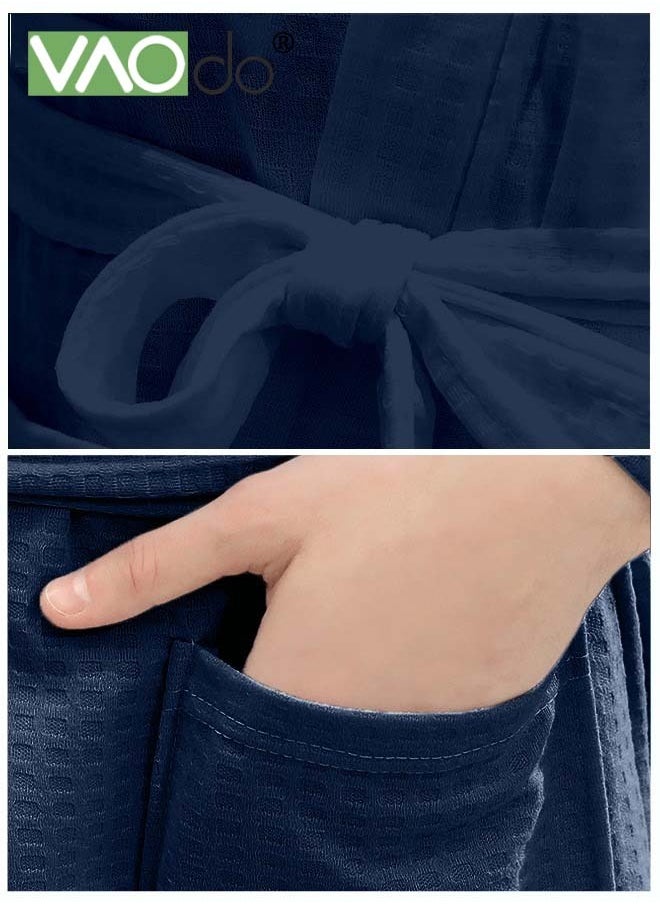 VAOdo - Men's Bathrobe Light Super Absorbent Skin-friendly Home Clothes Suitable For All Seasons Nightgown Navy Blue - Image 1