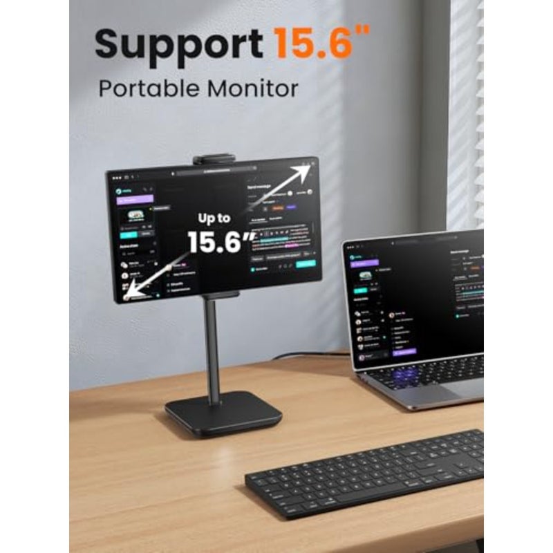 Height Adjustable Tablet Stand, 3.5lb 1.6kg Max Support, Up to 18" Tall, Slim Portable Monitors Stand Compatible with iPad Pro 12.9, Surface Pro, All 4.7"-15.6" Devices - Black - Image 2