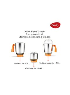 pigeon Mixer Grinder Trumix 3 Jars 550W, Black/Orange  - Image 4
