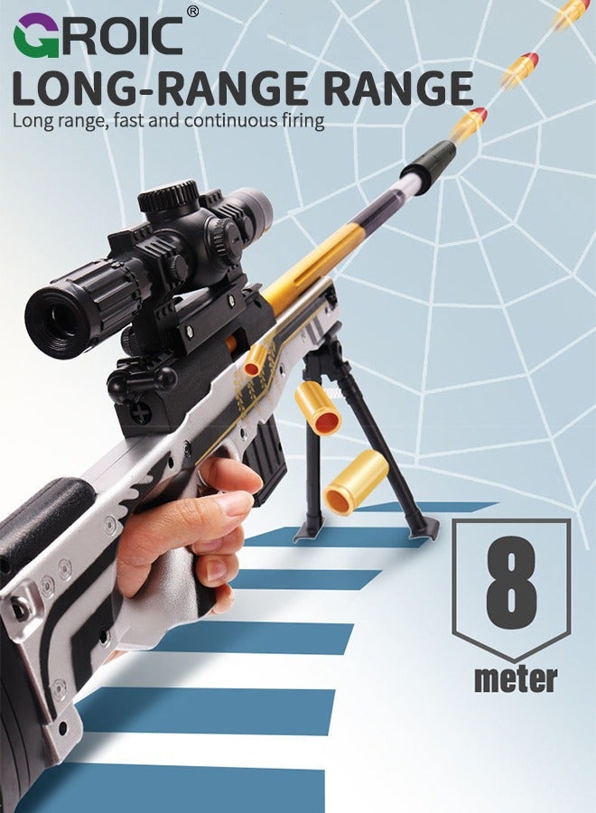 GROIC Toy Gun Soft Bullets Education Toy,Sniper Rifle Blaster Gun AWM,Double Mirror Effect Toy Sniper Guns,DIY Toy with Rich Accessories ,Shooting Games Toys for Kids(Red) - Image 4