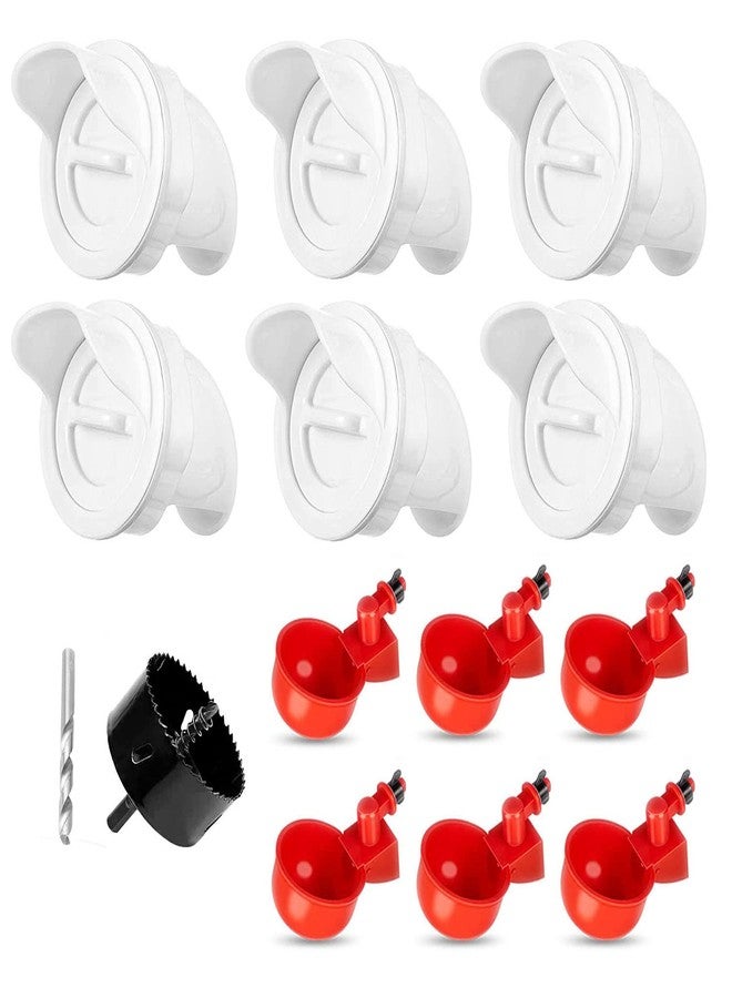 Bkotoo Chicken Feeder Waterproof and Chicken Waterer Cup, 6pcs No Waste Chicken Feeder for Buckets,Barrels,Bins, and 6pcs Chicken Water Cups for Chickens, Birds, Turkeys etc - Image 1