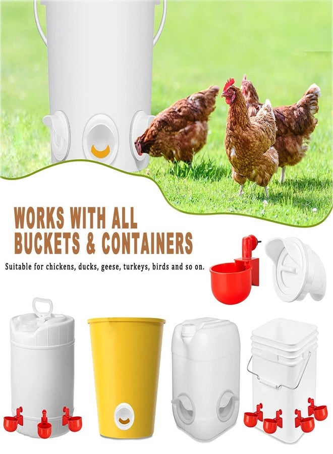 Bkotoo Chicken Feeder Waterproof and Chicken Waterer Cup, 6pcs No Waste Chicken Feeder for Buckets,Barrels,Bins, and 6pcs Chicken Water Cups for Chickens, Birds, Turkeys etc - Image 3