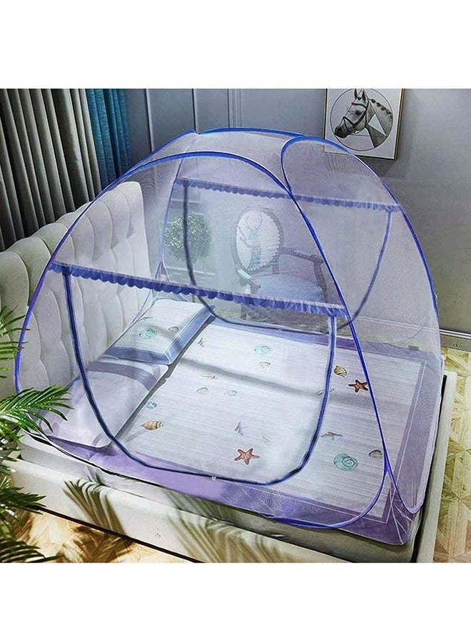 VUCATIN Portable Pop Up Mosquito Net Tent 180 * 200 * 150cm Foldable Mosquito Sleeping Net Double Door Zip Portable Tent Suit for Twin to King Size Bed for Bed Camping Traveling Easy to Install - Image 5