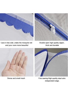 VUCATIN Portable Pop Up Mosquito Net Tent 180 * 200 * 150cm Foldable Mosquito Sleeping Net Double Door Zip Portable Tent Suit for Twin to King Size Bed for Bed Camping Traveling Easy to Install  - Image 4