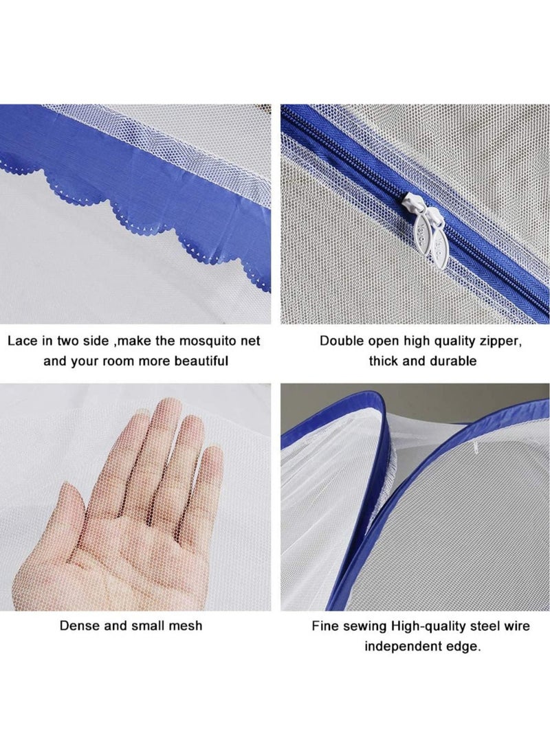 VUCATIN Portable Pop Up Mosquito Net Tent 180 * 200 * 150cm Foldable Mosquito Sleeping Net Double Door Zip Portable Tent Suit for Twin to King Size Bed for Bed Camping Traveling Easy to Install - Image 4