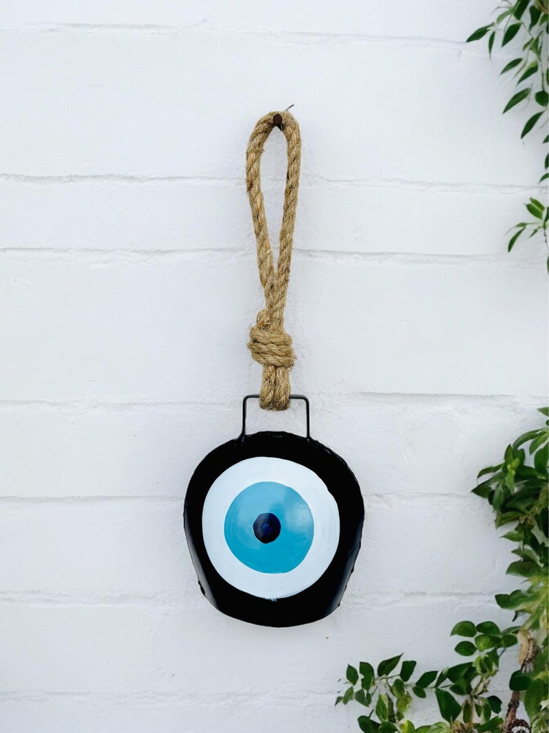 WARMINGO DE Evil Eye Bell Wall Hanging Hand Painted | Feng Shui Vastu Bell for Main Door Entrance | Turkish Evil Eye Hanging for Good Luck & Prosperity | Home, Office, Gifting (4 inch) - Image 1