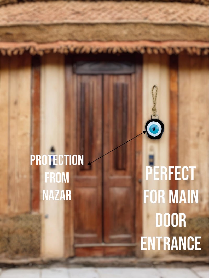 WARMINGO DE Evil Eye Bell Wall Hanging Hand Painted | Feng Shui Vastu Bell for Main Door Entrance | Turkish Evil Eye Hanging for Good Luck & Prosperity | Home, Office, Gifting (4 inch) - Image 2