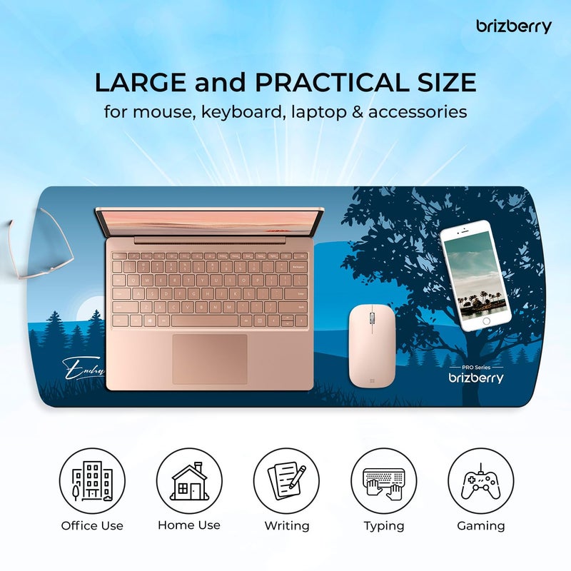 ARTBRIZ ® Brizberry Extended Mouse Pad, Desk Mat, 740mm x 310mm x 3mm Large Printed Premium Anti Skid Rubber Base for Desktop Laptop Keyboard (DM Design 3) - Image 4