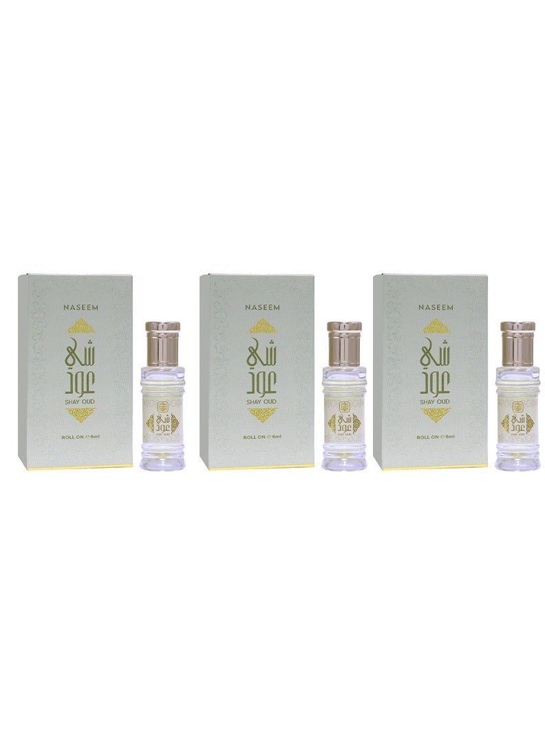 Shay Oud Perfume Oil Roll-On for Men - 6ml (Pack of 3)