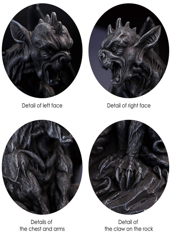 JORAE Winged Gargoyle Statue Indoor Outdoor Home Decor Sitting Guardian Sculpture Halloween Figurines, 9 in, Polyresin - Image 4