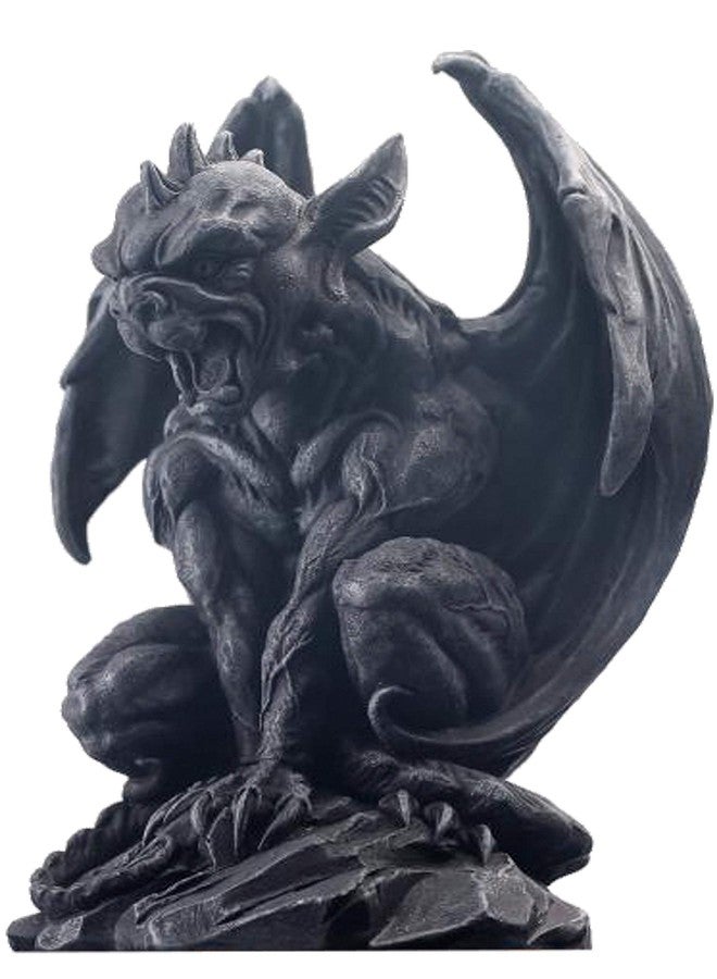 JORAE Winged Gargoyle Statue Indoor Outdoor Home Decor Sitting Guardian Sculpture Halloween Figurines, 9 in, Polyresin - Image 1