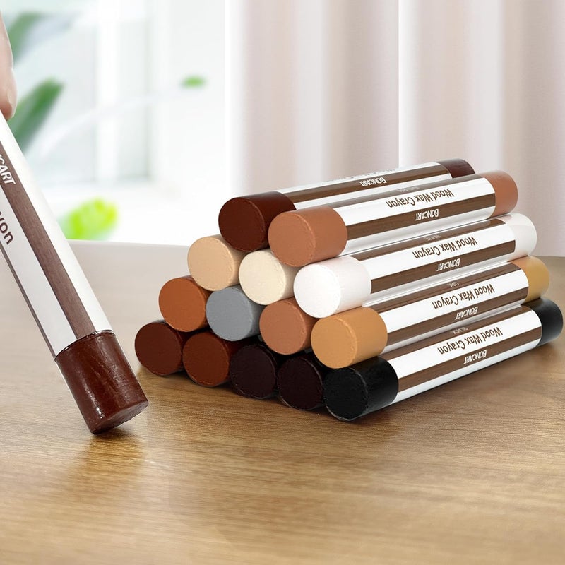 Boncart Wood Filler Sticks12colors Wood Wax Crayons for Repairing Scratches Scuffs Cracks and Nail Holes on Wood Furniture Floors Cabinets Tables and Doors