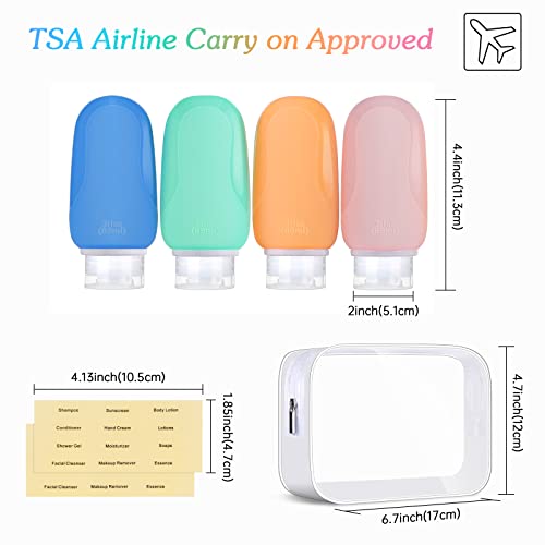 Morfone Travel Bottles Set for Toiletries, Tsa Approved Travel Size Containers BPA Free Leak Proof Refillable Liquid Silicone Squeezable Travel Accessories for Shampoo Conditioner Lotion (4Pack 3oz) - Image 2