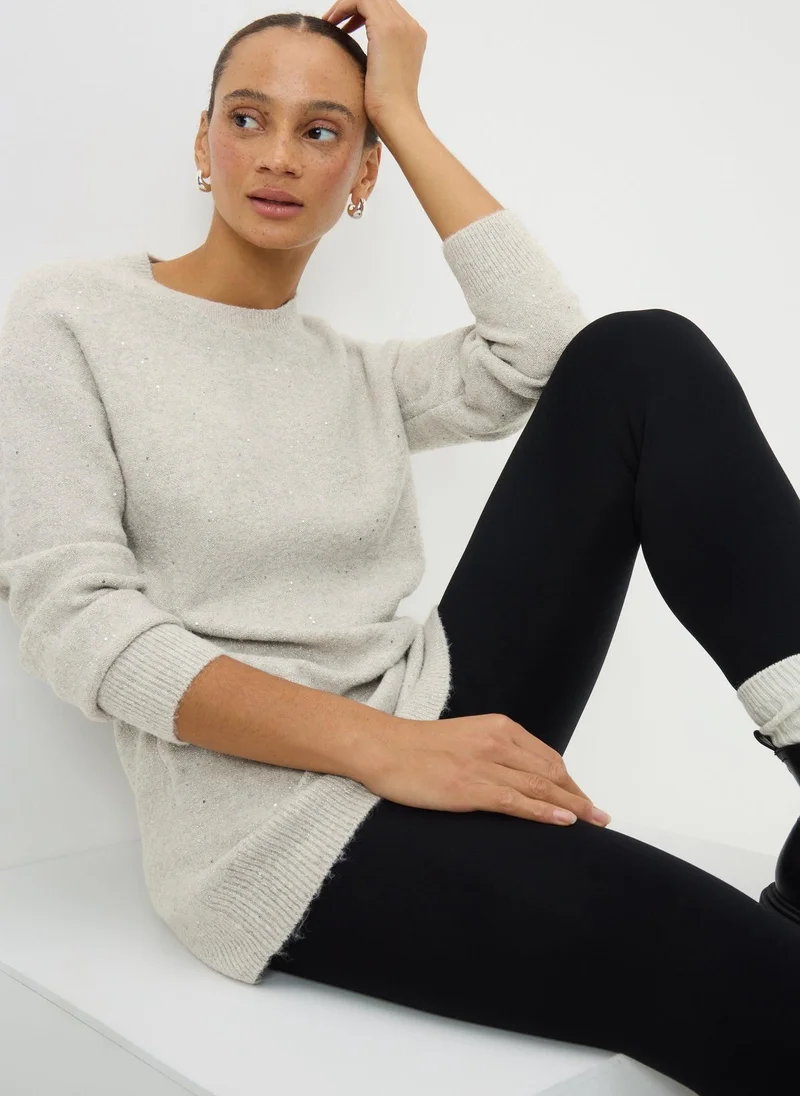 Matalan Oatmeal Sequin Yarn Tunic