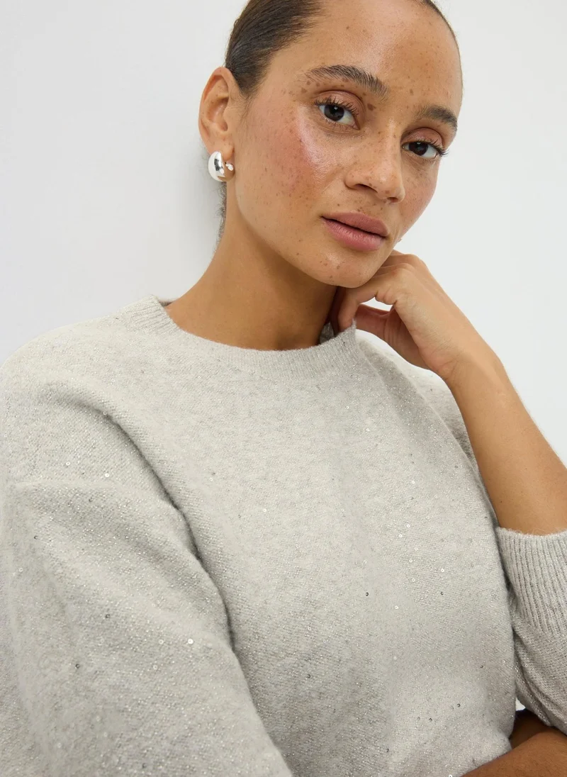 Matalan Oatmeal Sequin Yarn Tunic