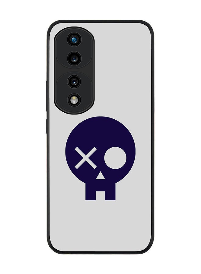 Stylizedd Rugged Black edge case for Honor 70 Pro Slim fit Soft Case Flexible Rubber Edges Anti Drop TPU Gel Thin Cover - Skull Patch  - Image 1