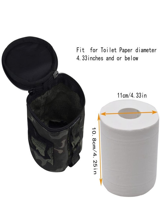 HdlsinaTactical Roll Paper Storage Holder Pouch Toilet Paper Holder Hanging Toilet Paper Dispenser with Ribbon Ring/Loop for Camping Tent(Bkcp) - Image 2