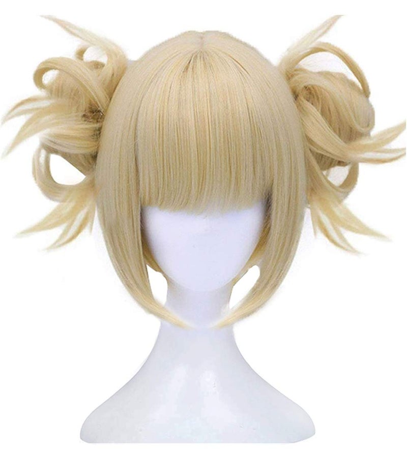 ANOGOL Hair Cap613 Blonde Wigs Anime Cosplay Wigs Short Wavy Synthetic Hair With Bangs Fringe Hairstyles For Lolita Party Blonde Costume Wig For Halloween Party Cosplay Wigs