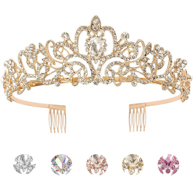 KICOSY Gold Crystal Tiara Crown for Women and Girls  Princess Birthday Crown