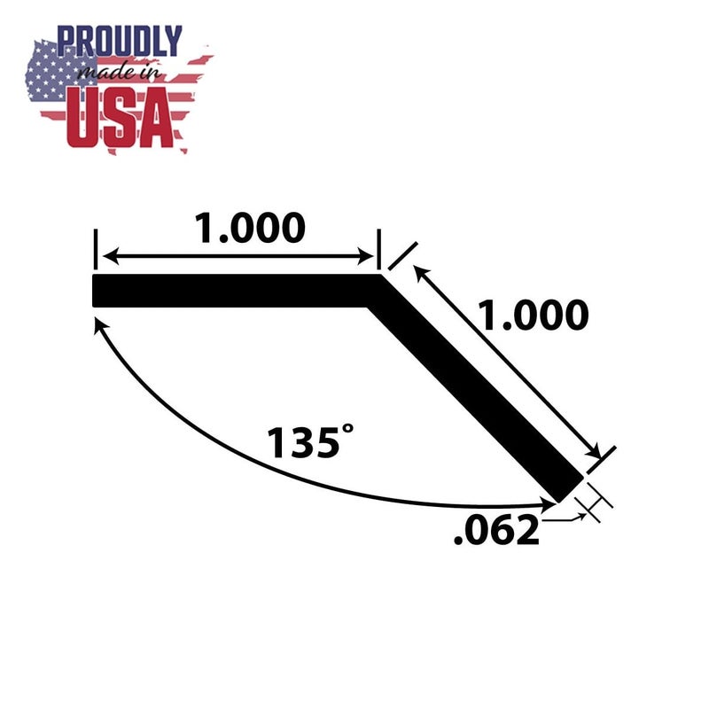 OUTWATER Industries Extruded Aluminum Angle Alu469-135-M Mill Finish 1''X 1''X 1/16'' 135 Degree Aluminum Angle Moulding 36 Inch Lengths (Pack of 4) - Image 2