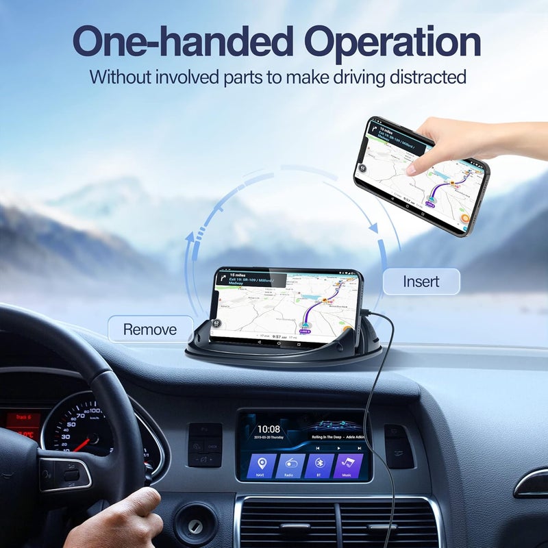Loncaster Phone Holder, Mount Silicone Pad Mat for Various Dashboards, Slip Free Desk Stand Compatible with iPhone, Samsung, Android Smartphones, GPS Devices and More, Black - Image 3