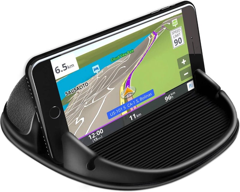 Loncaster Phone Holder, Mount Silicone Pad Mat for Various Dashboards, Slip Free Desk Stand Compatible with iPhone, Samsung, Android Smartphones, GPS Devices and More, Black - Image 1