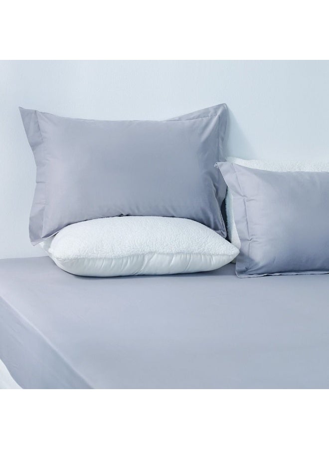 DANUBE HOME Bliss 3 - Pieces Cotton Super King Fitted Sheet Set - Grey - 200x200 + 35 cm 50x75 cm | 100% Cotton - 144 Thread Count Bedding Set For Bedroom - Image 1