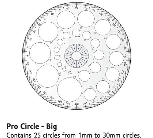 NTGS Designs Pro Circle Master Stencil, 14.5 cm, 360 Degree Protector with 25 Circles, for Mandala Art and Engineering (1 Piece) - Image 2