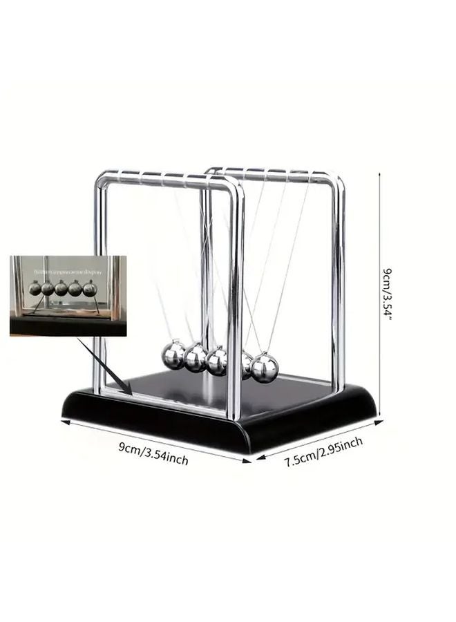 Black Newtons Cradle Physics Pendulum Toy 5 Spheres Office Desk Decor Educational Science Gift - Image 3