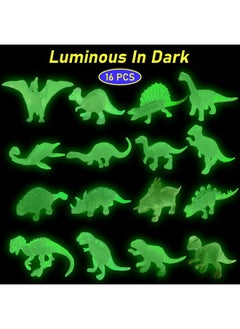 HAPTIME 16 Pcs Mini Dinosaur Figures, Small Luminous Dinosaur Toy, Glow In The Dark Dinosaur Party Favors Cake Toppers, Plastic Dino Toys For Kids Easter Basket Suffers Treasure Goody Bag  - Image 2