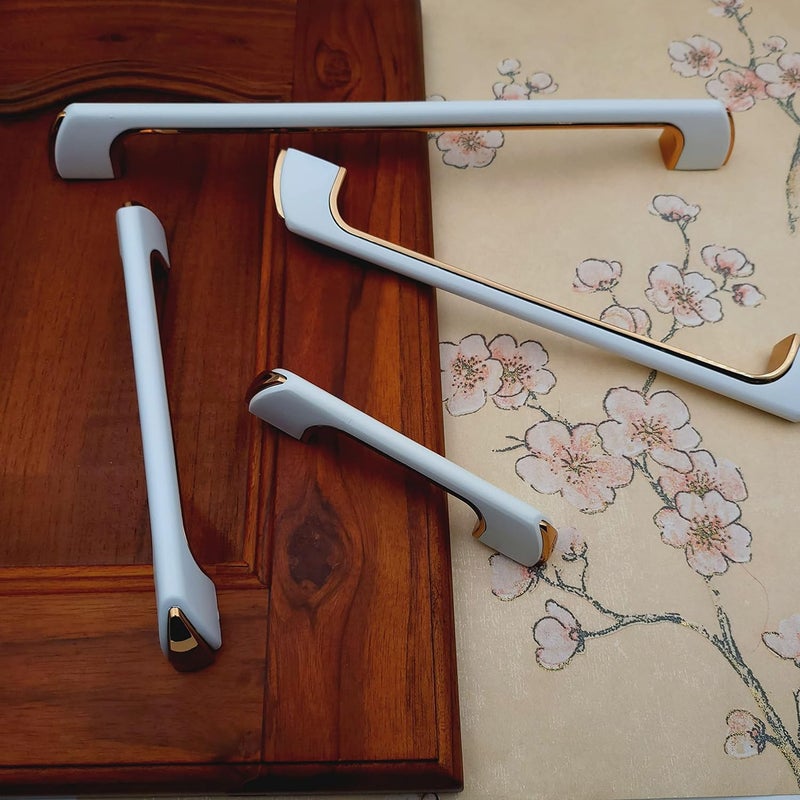 ABVIN Premium White Gold Bar Pull Handles Modern Gold Cabinet Hardware Furniture Pulls For Doors Cabinets Cupboards Drawers 1 Pcs 96 Mm 4 Inch Gold White Finish - Image 4