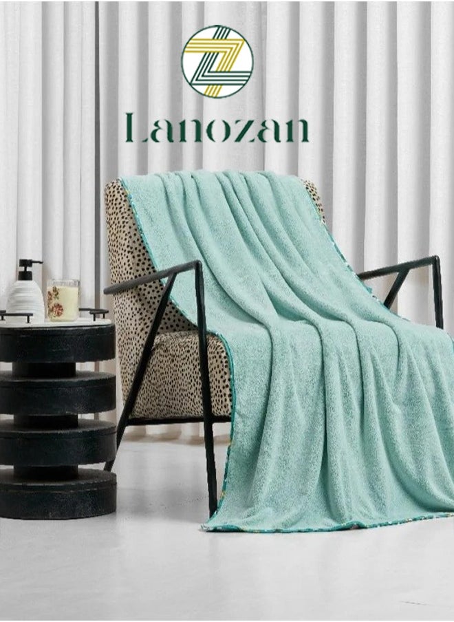 lanozan Large Bath Towel Size 180*90*3cm Pistachio  - Image 1