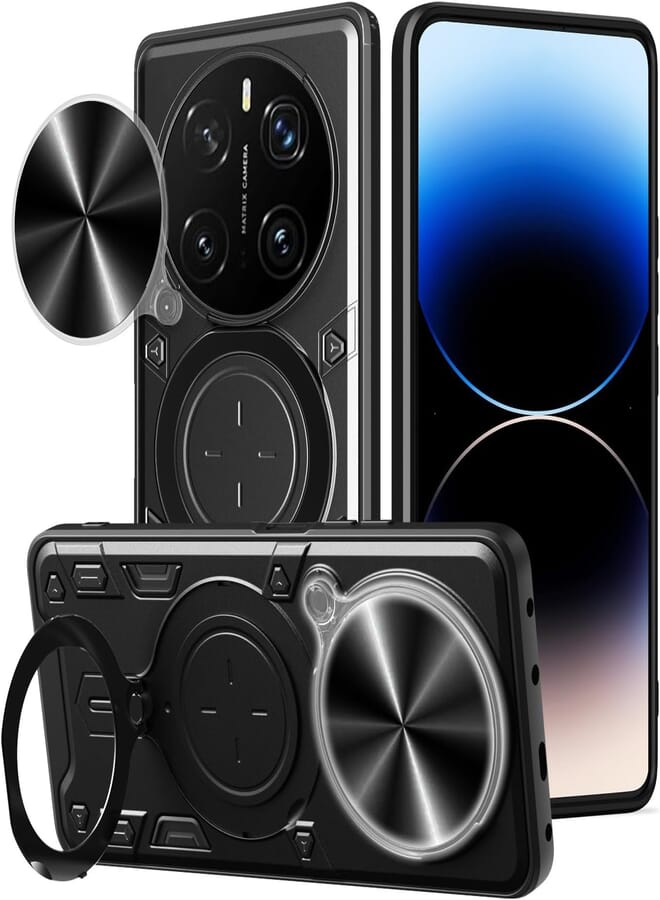 UNBLACK UNBLACK Case Cover Shock resistant Sliding CamShield TPU + PC CD Ring Compatible with Honor Magic 7 Pro (Black)