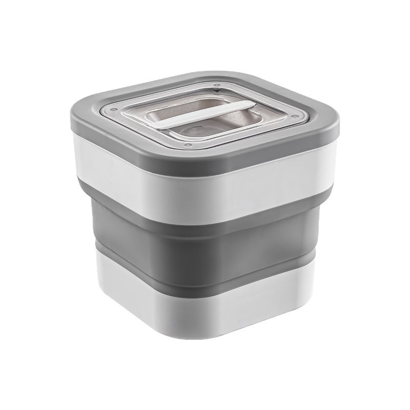Foldable Rice Container: 35 Jin Grey, Space-saving TPR Foldable Design, Triple-seal Magnetic Lid - Airtight Moisture-proof Insect-protection, Large Capacity Rice Bin for Home Kitchen Outdoor Use - Image 1