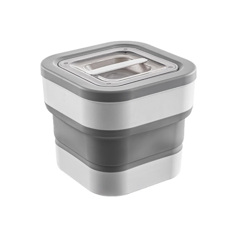Foldable Rice Container: 35 Jin Grey, Space-saving TPR Foldable Design, Triple-seal Magnetic Lid - Airtight Moisture-proof Insect-protection, Large Capacity Rice Bin for Home Kitchen Outdoor Use - Image 5