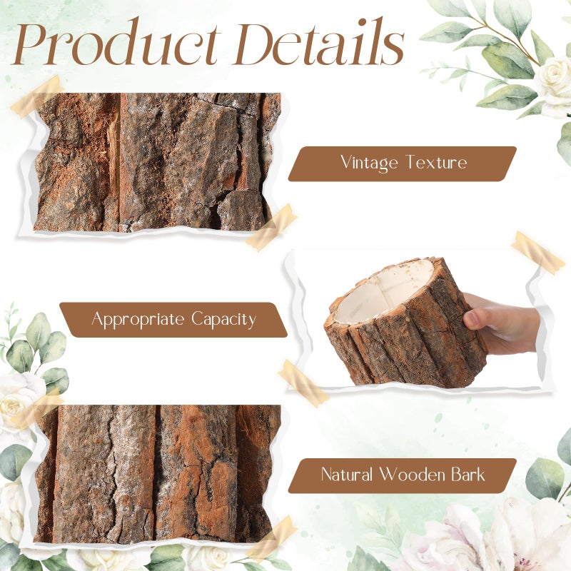 RimCereal 6 Pcs Wooden Vase for Centerpieces Wedding Flower Table Centerpieces Woodland Party Decor Rustic Farmhouse Bark Stump Buckets Vintage Planter Pots for Garden Baby Shower Window Home (Large) - Image 4