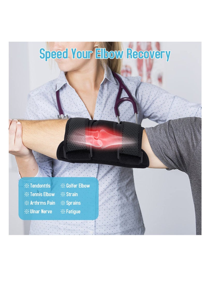 Excefore Elbow Brace, Comfortable Night Elbow Support, Adjustable Elbow Stabilizer, for Sleep Elbow Splint, with 2 Removable Metal Splints for Cubital Tunnel Syndrome, Tendonitis, Ulnar Nerve, Tennis - Image 2
