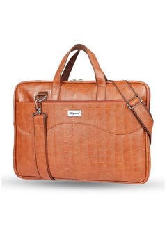 Bagneeds Croco PU Leather Laptop Messenger Bag for Men and Women), TAN (B978)  - Image 1