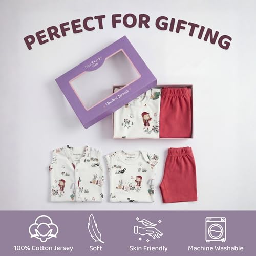 haus & kinder Haus And Kinder Baby Clothes Set For 0-6 Months - Pack Of 5 | 5-piece Newborn Outfit With Onesie, T-shirt, Pants, Shorts, Vest ? Soft Jersey Cotton Infant Apparel | Scarlet Print For Boys & Girls - Image 3