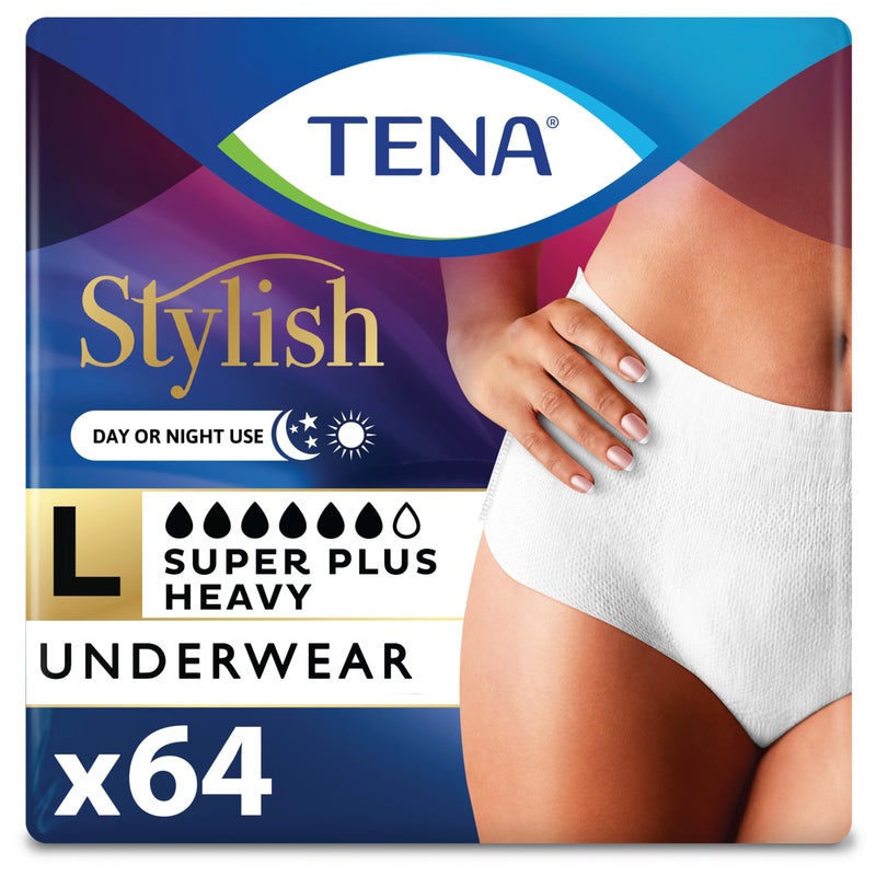 Tena Incontinence Postpartum Underwear for Women Super Plus Absorbency Large 64 Count