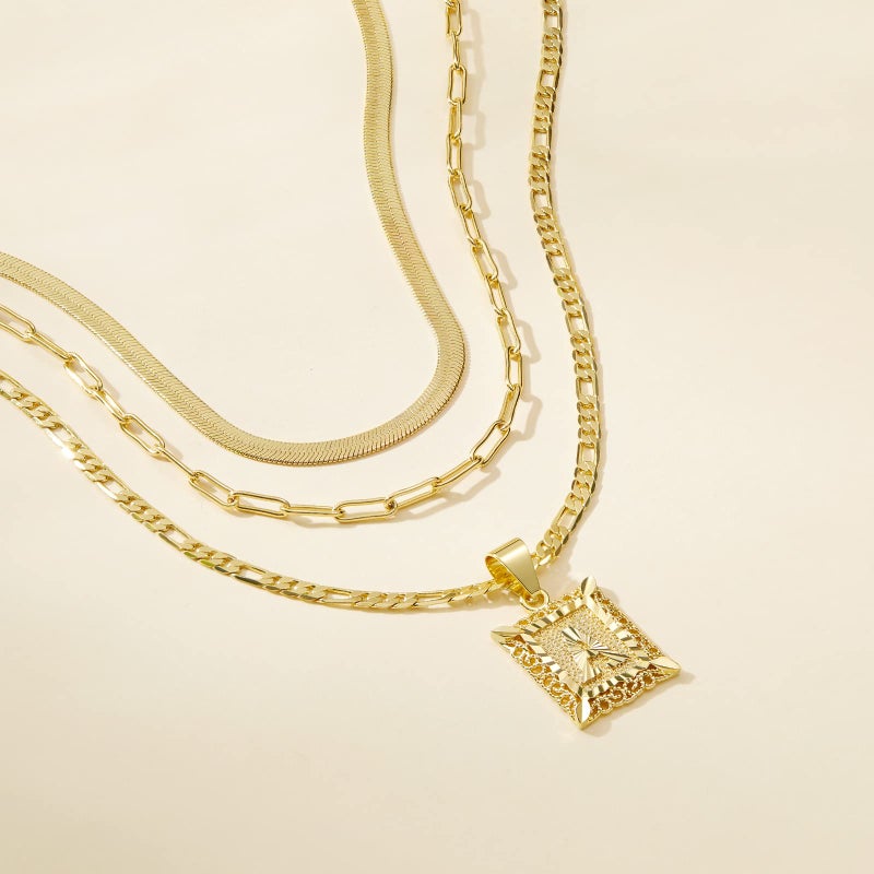 KissYan Gold Layered Initial Necklace Set for Womens, 14K Gold Plated Letter A Pendant Necklaces Paperclip Snake Choker Alphabets from A-Z Figaro Chain Jewellery Gift - Image 5