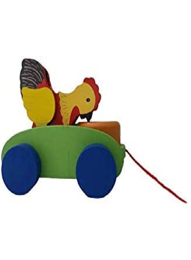 لعبة سحب خشبية للأطفال مع حبل مشي طويل دجاج - Image 2