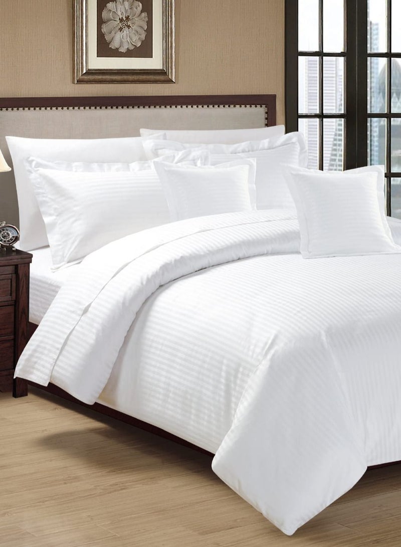 مون طقم سرير مخطط مقاس كينج مكون من 6 قطع أبيض 240x220 سم - Image 3