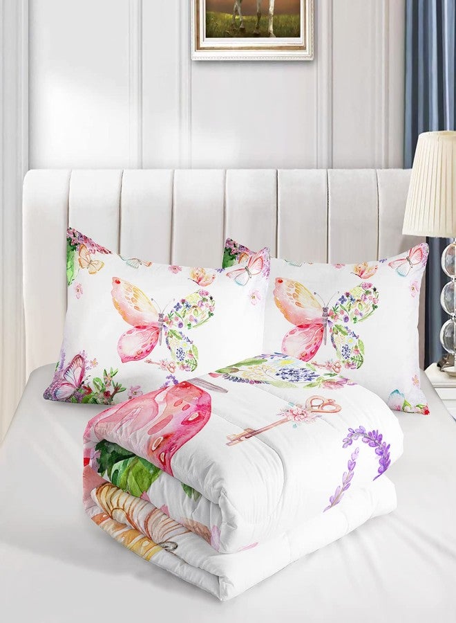 CVHOUSE Butterfly Comforter Set - Twin Size, Floral Butterfly Bedding Set for Girls, 3 Pieces - Image 3